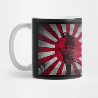 Samurai Shogun in front of Japanese flag Mug